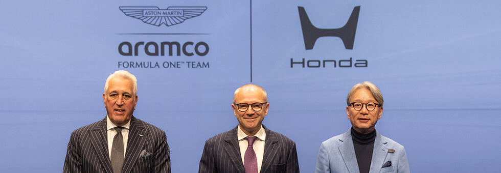 Visão geral dos discursos apresentados no evento de lançamento da nova parceria entre a Honda e a Aston Martin Aramco Formula One® Team para a temporada 2026 